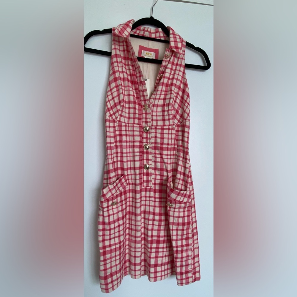 Maeve Pink and White Mini Dress